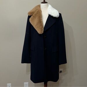 NWT Sam Edelman Navy Walker Coat W/ Removable Faux Fur Collar Size 8​​​